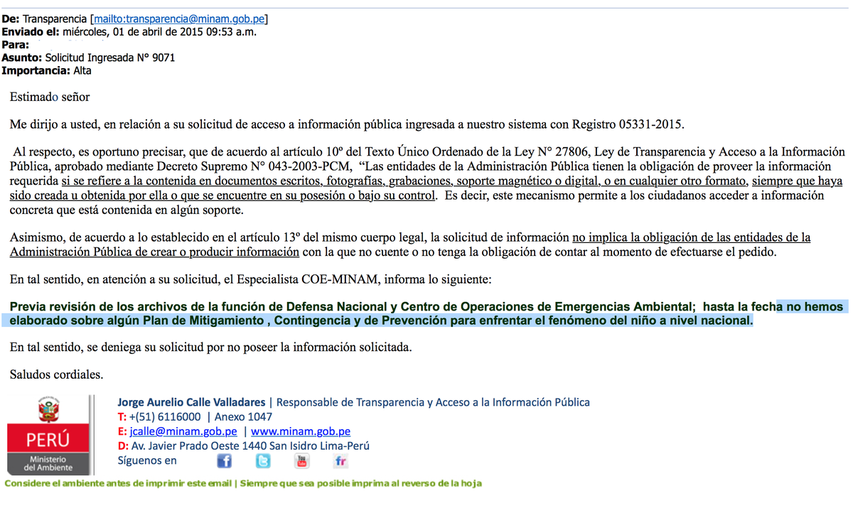coyotegris's tweet photo. Momento de Preocuparse: @MinamPeru informa que no tiene Plan para enfrentar el fenómeno del niño a nivel nacional. http://t.co/fYXWV8iKxc