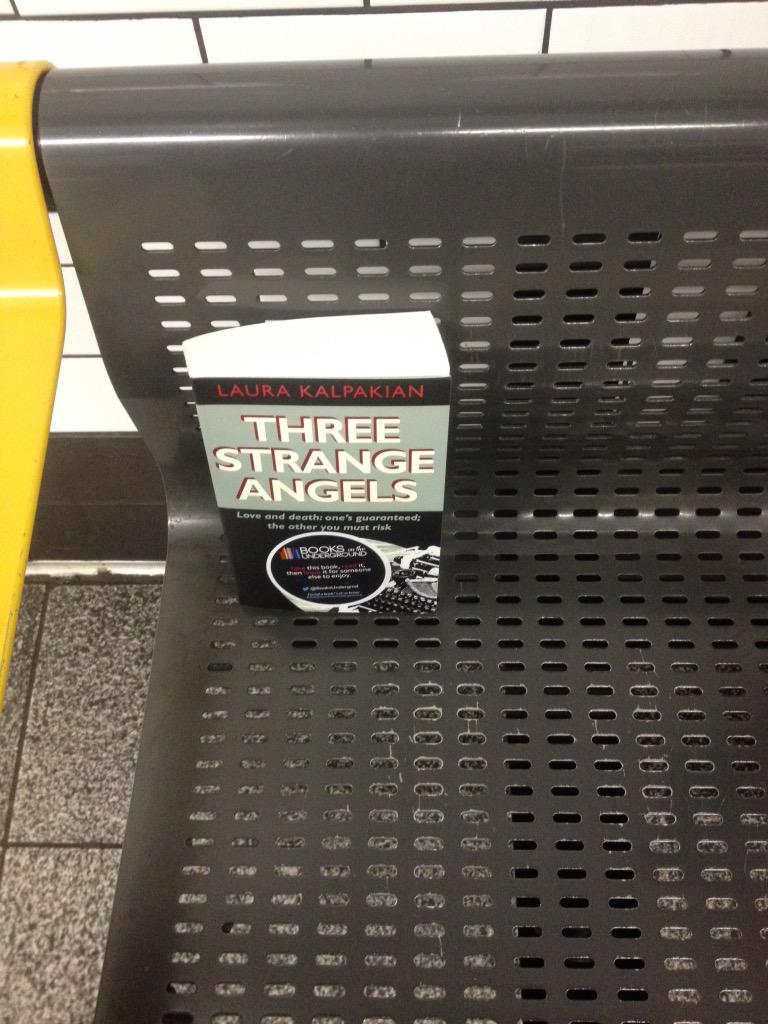 BooksUndergrnd's tweet photo. Great to see people grabbing #ThreeStrangeAngels along the platform today - tweet if you found one! http://t.co/5AB1Mtr2Ly