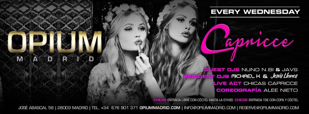 roxanagrupovip's tweet photo. #miércoles #Capricce en @OPIUMMadrid #cenachicas 11horaa lista de Roxana invitación 638182132 @LiLiiprincess 👠👠💄💄🎀🎀👛 http://t.co/E1g40ljzj4