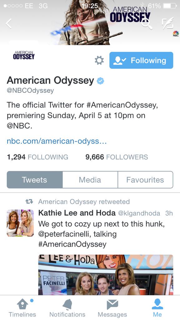 FancinellisUK's tweet photo. 400 follows to go before @NBCOdyssey reaches 10k followers! Follow NOW to receive a @peterfacinelli follow BACK! http://t.co/hETnzwtRIh