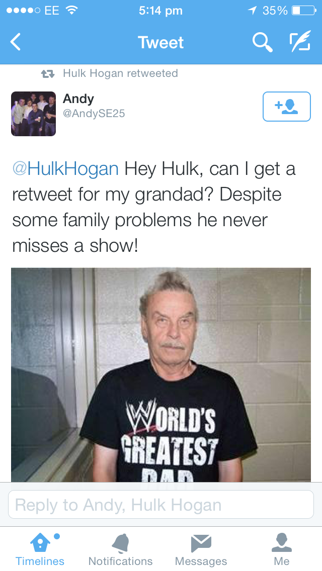 snave Grav håndbevægelse Dai Lama on Twitter: "Hulk Hogan here with the biggest mistake since  accepting the Ultimate Warrior's challenge at Wrestlemania 6.  http://t.co/FKuNZbgmp0" / Twitter