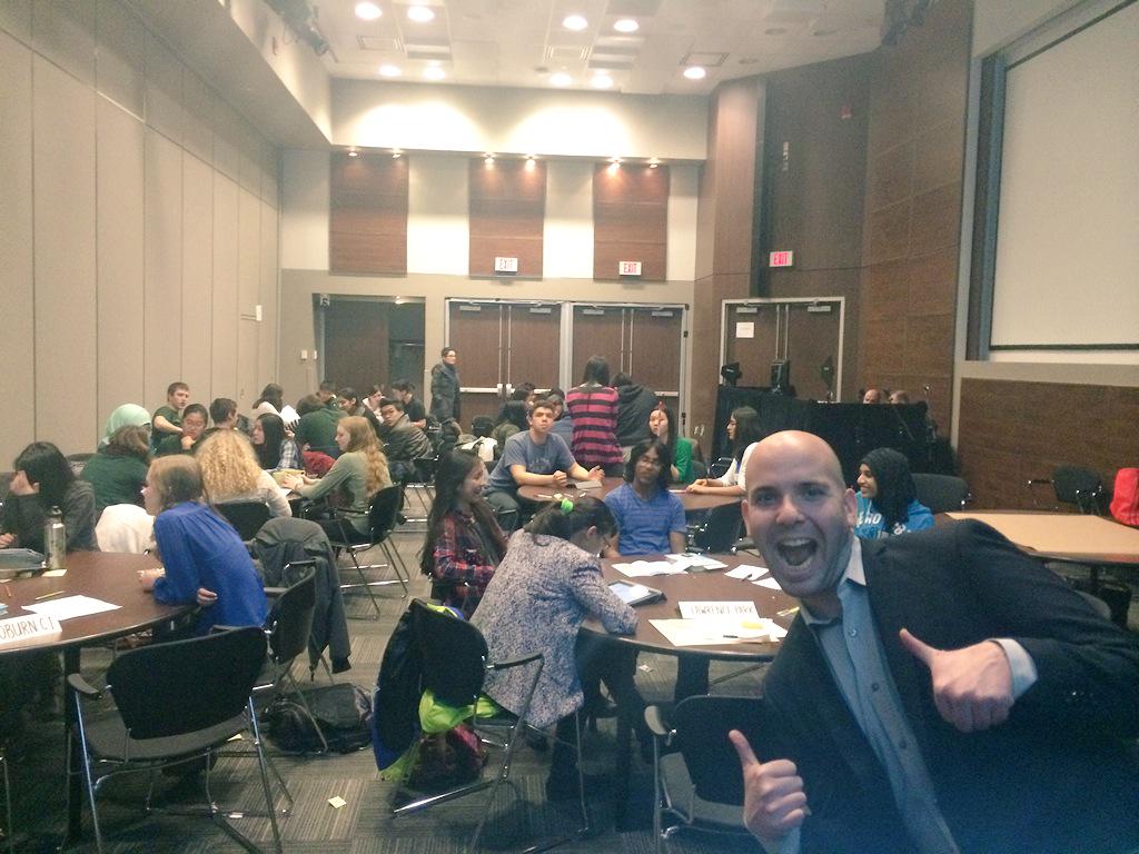 CleanProsperity's tweet photo. Hanging out at #ClimateCon2015. Lots of fun, bright kids who care about Canada in this room! http://t.co/uREZdghZWJ