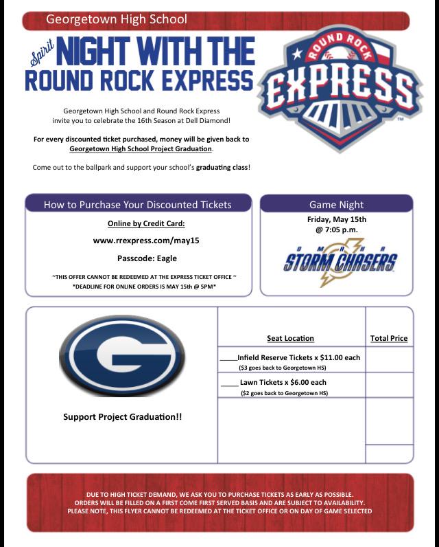 ProjectGrad's tweet image. Spirit night @RRExpress to support your 2015 Seniors! Join us Friday, May 15th. Order on line see flyer for details!