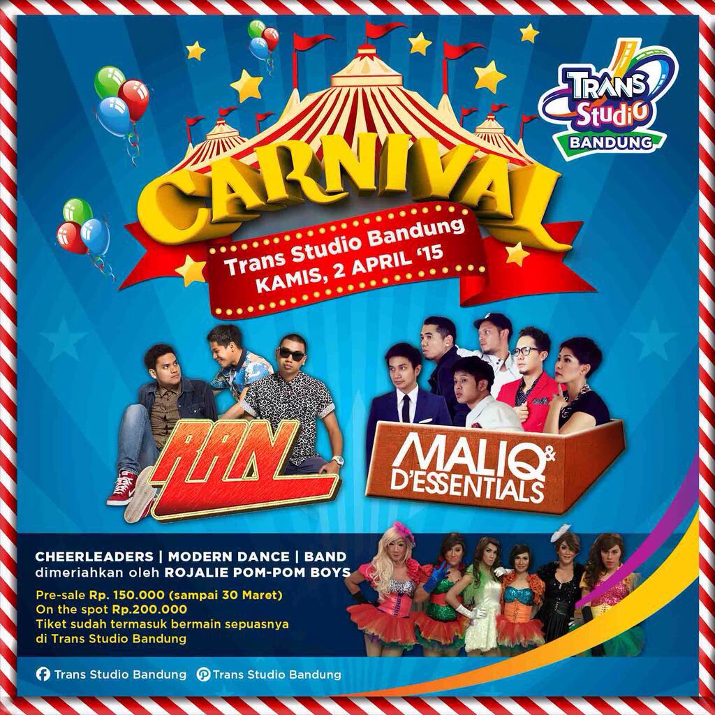 Saksikan kami at Trans Studio Bandung at 04.00 p.m!😊😆