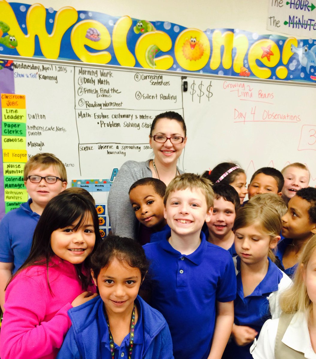 Second grade Teacher at Oppe, Sarah Fremont, and her proud students win Week 3 of GISDGameON!