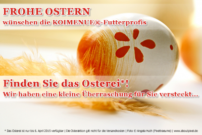 Koimenue's tweet image. Frohe Ostern wünschen die #KOIMENUE-Futterprofis. 5% #Rabatt u.a. auf #Koifutter &amp;amp; #Störfutter bit.ly/1HimQXF