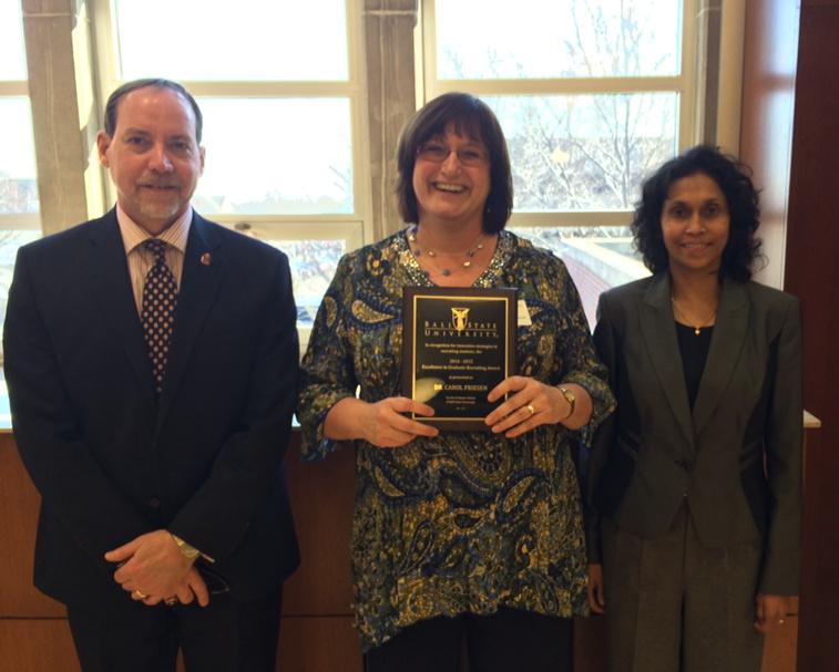 BallStateCAST's tweet image. CAST faculty member Dr. Carol Friesen wins first GEMmy Award from Ball State Graduate School!  Congrats Carol!