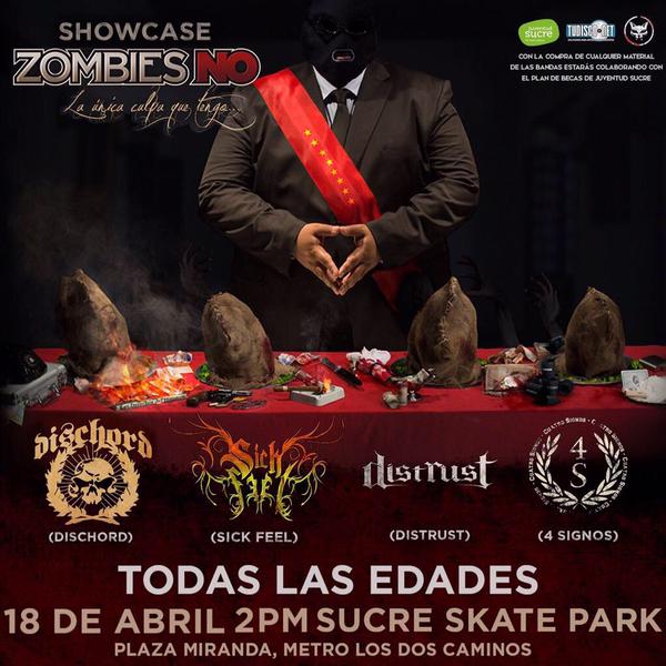 Este Sábado #18Abr Estaremos descargando en el #ShowCase de <a href="/ZombiesNO/">ZombiesNO</a> Entrada Libre en el Sucre Skatepark