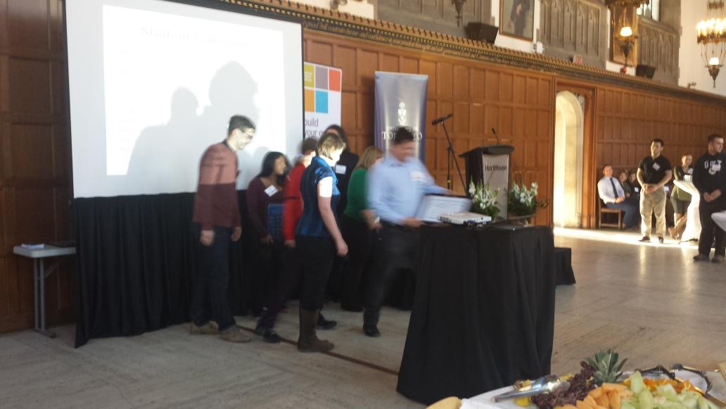 UofTStudentLife's tweet photo. The architecture graduate student union accepts the award for the best new initiative or idea. #uoftrecognizes http://t.co/q0oiMzugR9