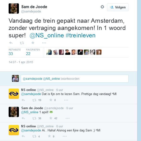 Matthijs85's tweet photo. #1april #1aprilgrap #1April2015 #NS @samdejoode http://t.co/SaALbN9Py5