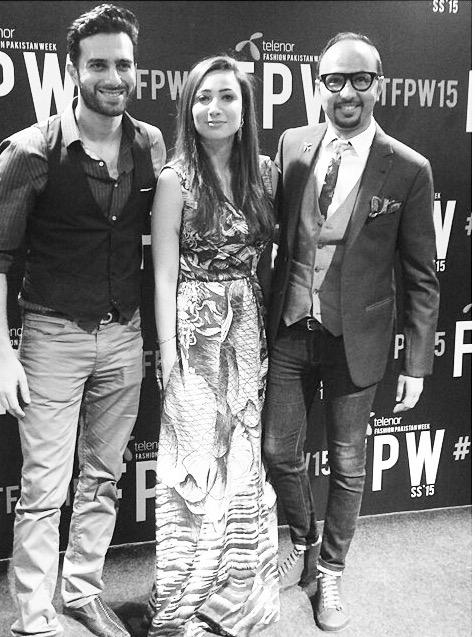 NOMIANSARI's tweet photo. On the red carpet with two of my favourite buddies @emmadirfani & @Anoushey_a #fpw2015 #fpw7 #karachi http://t.co/g7P3HUiORL