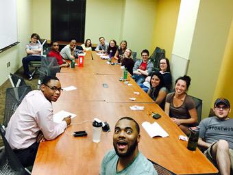 DrLDTJR's tweet photo. 17th Avenue selfie stick selfie. We need some practice. @UMN17thAve #Live17th http://t.co/6pzAuF0kNP