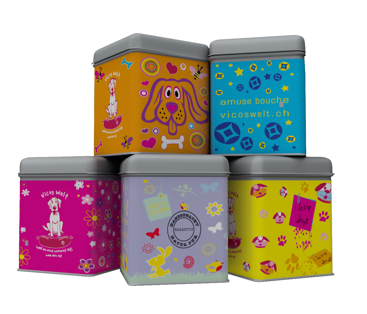 Der Frühling lässt auf sich warten... die Verpackungen von vicoswelt.ch sind immer bunt + ein Aufsteller f. alle ;-)