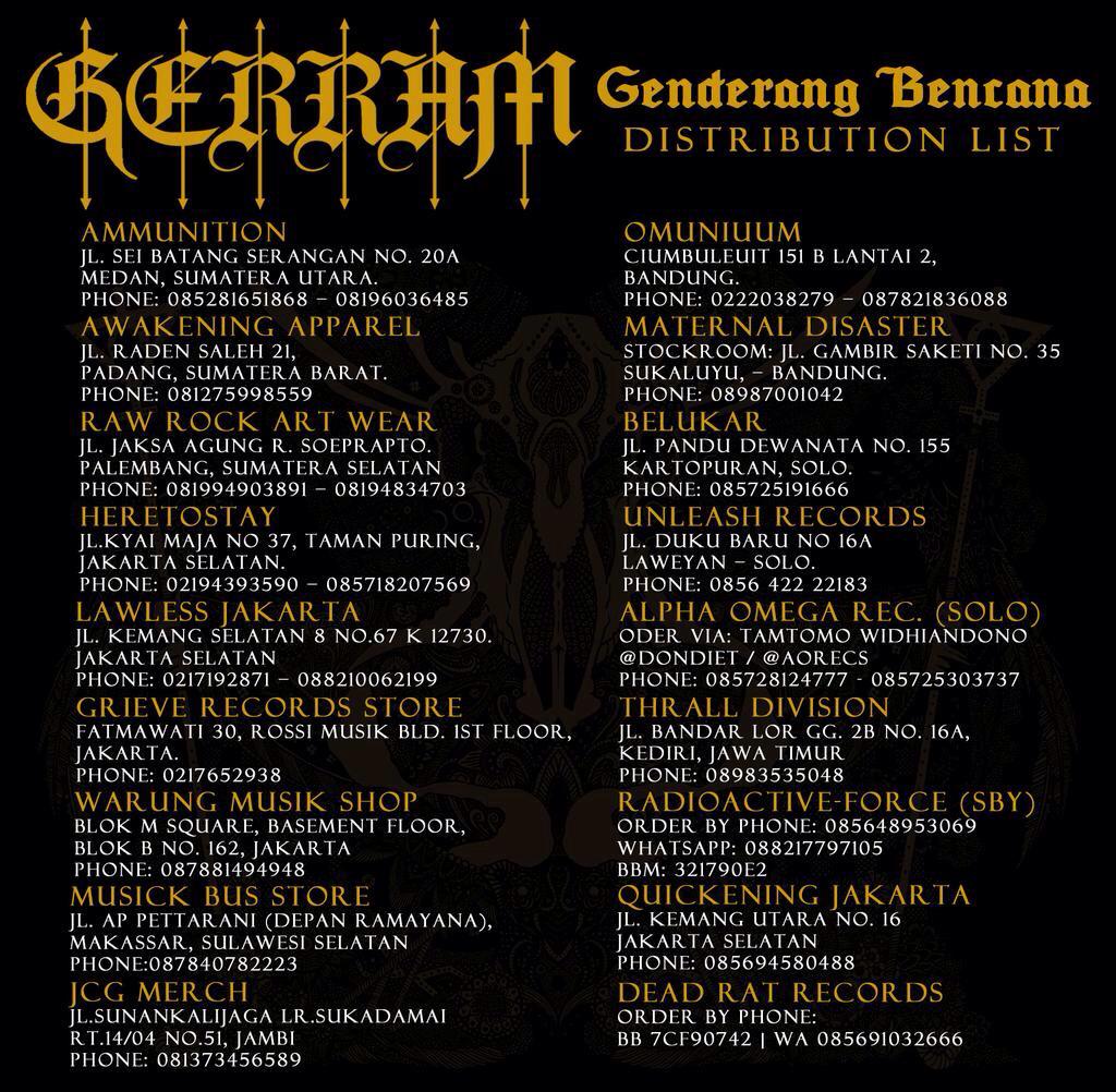 RimaumanMusic's tweet image. Berikut titik distribusi CD album @gerrammusic 'Genderang Bencana'