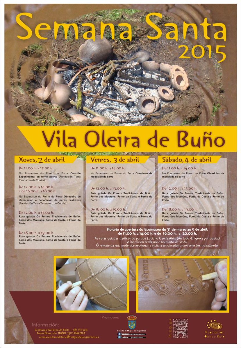 Semana Santa Oleira! Artesanía en vivo, obradoiros para nenos e maiores, rutas guiadas... facebook.com/oleriadebunho/…