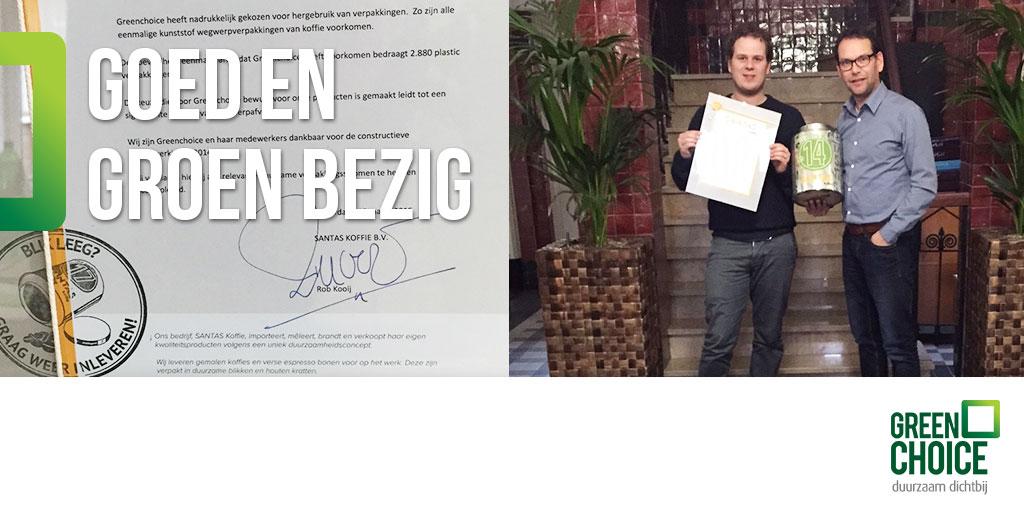 Sinds een jaar hebben wij nu <a href="/santaskoffie/">SANTAS Koffie</a>. We hebben door hergebruik 2.880 extra plastic verpakkingen voorkomen.