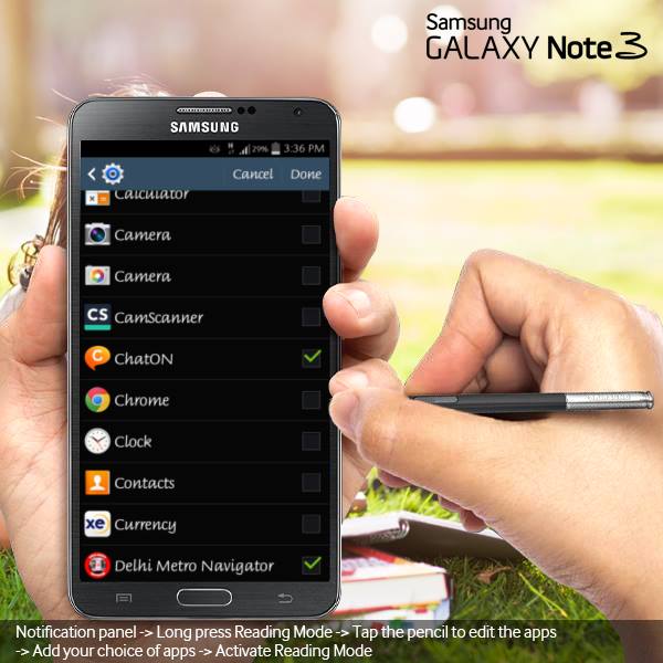 SamsungMobileRw's tweet photo. Add your favorite #GalaxyNote3 apps to the reading mode and read with ease for long periods. http://t.co/ucL5iZNx5I