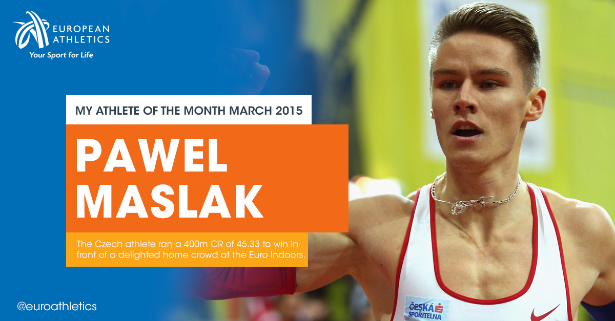 Retweet #Maslak to vote for Czech Republic’s Pavel Maslak as your <a href="/EuroAthletics/">European Athletics</a> #athleteofthemonth for March