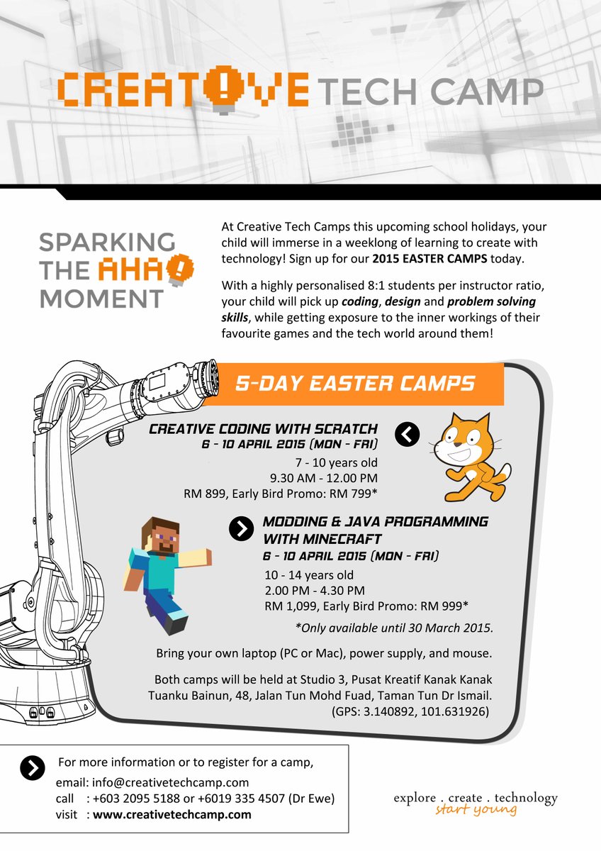 CreativeTechKL's tweet image. Still not too late to register for our #CTCEasterCamp! Find out more at creativetechcamp.com.