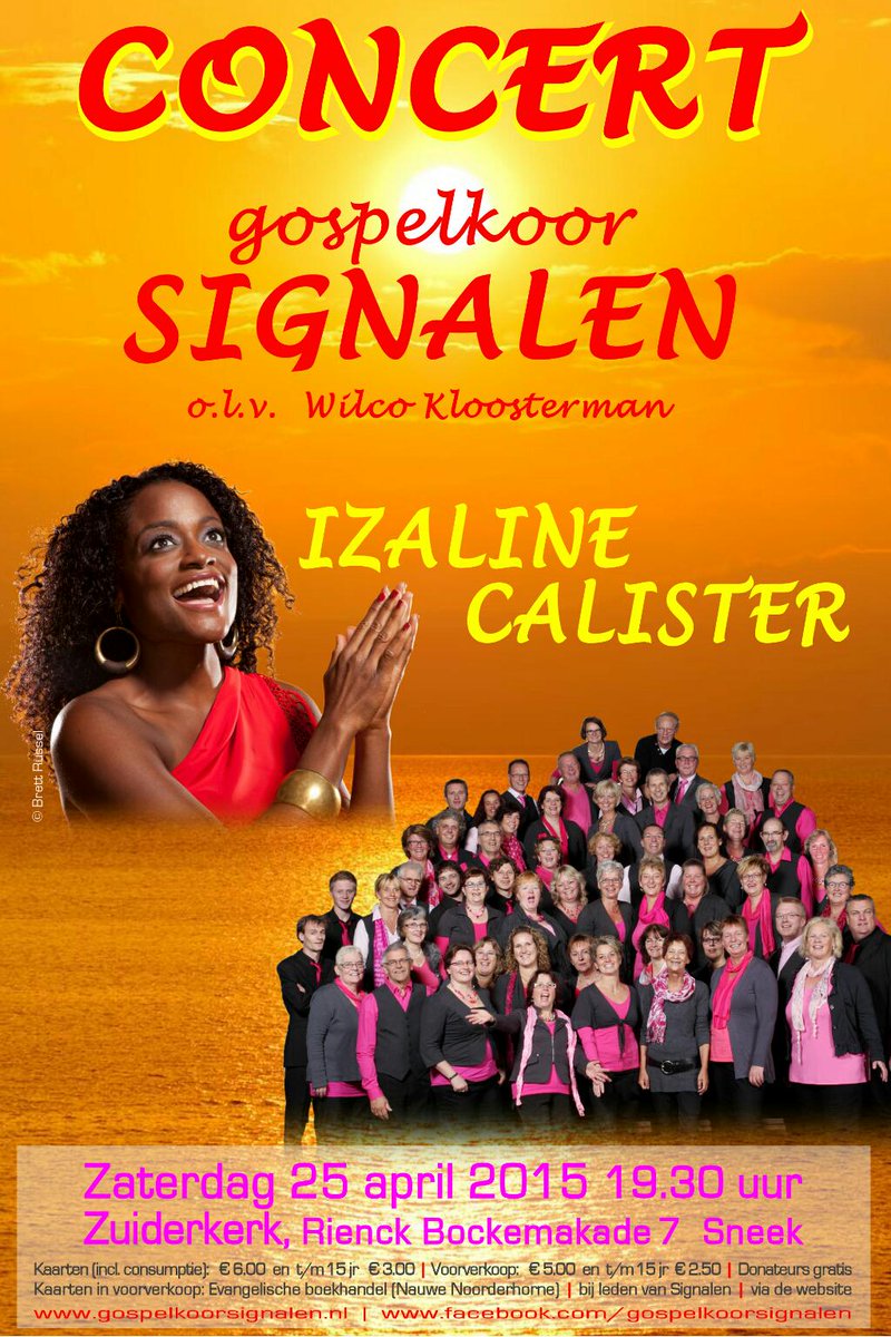 Gospelconcert met <a href="/IzalineCalister/">Izaline Calister</a>, 25 april, Zuiderkerk Sneek, 19:30 uur