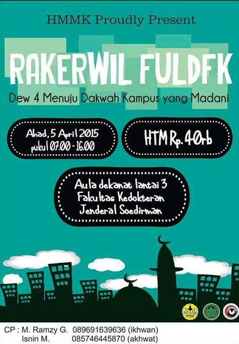 Insya Allah tgl 5 April 2015 akan diadakan rakerwil dew 4 di aula dekanat FK UNSOED