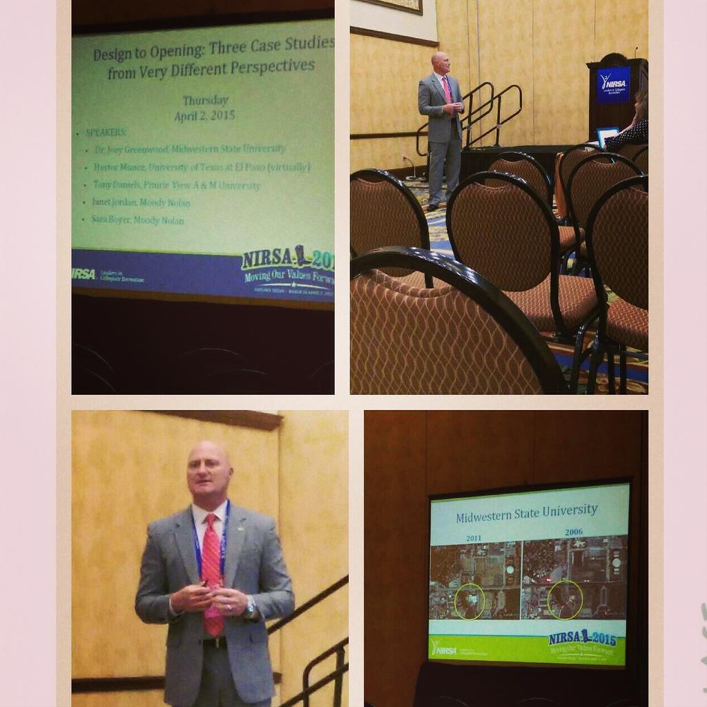 MSUTexasRec's tweet image. Dr. Joey Greenwood presenting on our facility at #NIRSA2015 @NIRSAlive @MidwesternState #msurec