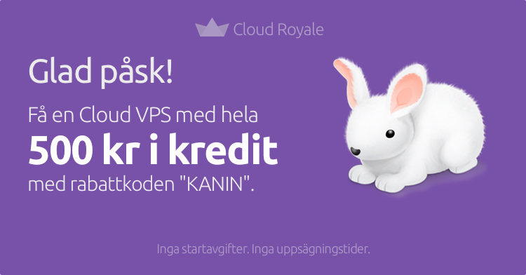 CloudRoyale's tweet photo. Fira påsken med en blixtsnabb Cloud VPS! 500 kr i rabatt just nu: http://t.co/wWOg93kUFK http://t.co/mJHzoVOt5j