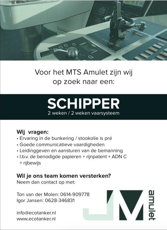 Ecotanker's tweet photo. Voor het mts Amulet zijn wij op zoek naar een schipper 2wk/2wk: Interesse? info@ecotanker.nl / http://t.co/MDasvFLwnf http://t.co/7D9IlkV87t