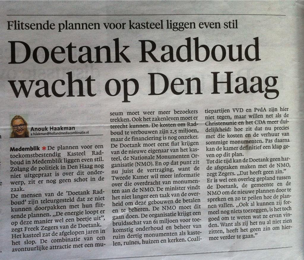 Tweede Kamer vraagt uitleg minister om overdracht #monumenten aan #NMo, <a href="/KasteelRadboud/">Kasteel Radboud</a> baalt van verdere vertraging!