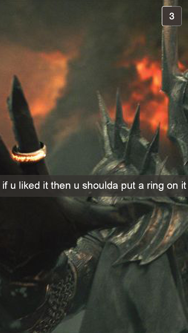 BuzzFeedBooks's tweet photo. 18 Snapchats from “Lord Of The Rings”: http://t.co/0p1suVNzCQ http://t.co/IMLY2NYATa