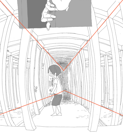 パースの話だけど、一点透視の絵でちゃんと描いてるのに仕上がりがスカスカしてなんか違うと思った時は、消失点を2つに分けると狭くなったり、逆に広がったりするよ。多少歪んでもOKな絵柄で消失点付近を誤魔化せる構図のときにおすすめ 