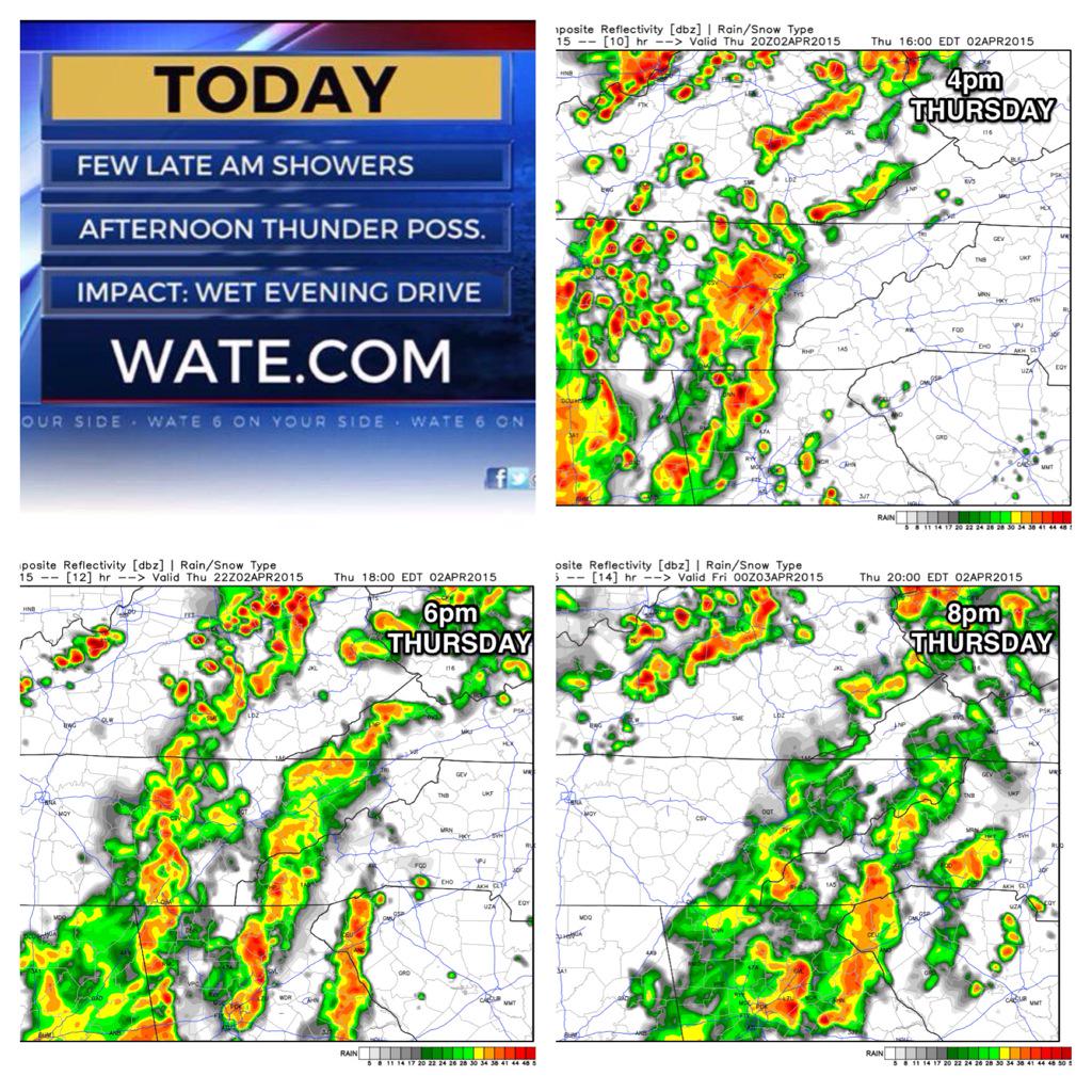 Ryanbeesleywx's tweet photo. Today is an #AWAREDay. Be prepared for numerous showers and thunderstorm this afternoon and evening. http://t.co/nTuC8sN2Nu