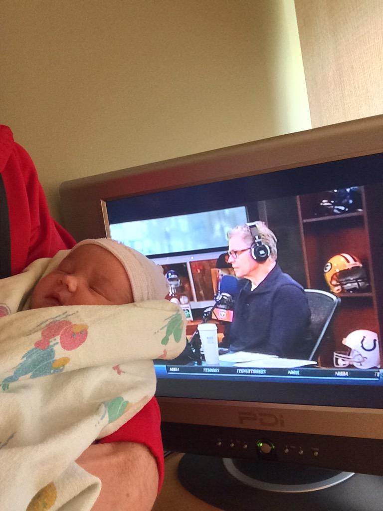 ajlemke's tweet photo. Newest member of Dan Nation. Jack William enjoying @dpshow on his first day of life. My passion bucket is overflowing http://t.co/Soa14y9g8v