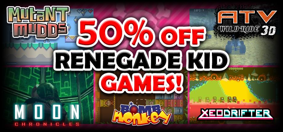 RenegadeKidLLC's tweet photo. Last chance to get 50% OFF all Renegade Kid games on Nintendo eShop. Sale ends today at 9am Pacific. http://t.co/c7EIg81ReE