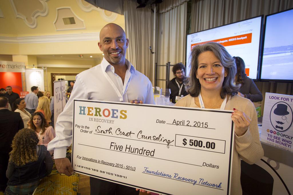 HeroesNRecovery's tweet photo. Congrats to Tarek Greiss, who shared his story of recovery at #IIR2015 & won a $500 donation to his favorite charity! http://t.co/NGVz9AD4vx