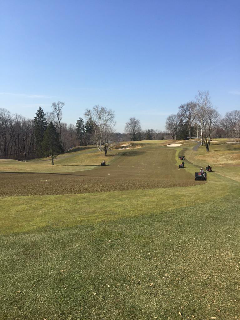MaxwellTurf's tweet photo. Finally #itbegins @turfken007 #1ststop #plandomecc #fairwayaeration #2015season #maxwellturf #ligcsa #metgcsa http://t.co/Jz5pMm2cKC