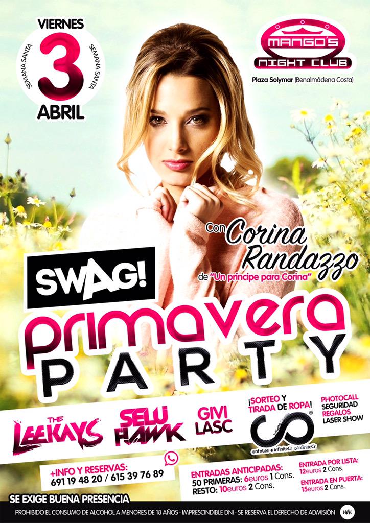 SWAGEventsSpain's tweet photo. ¡Mañana @CorinaRandazzo en Mango's Night Club! ¿Te lo vas a perder? http://t.co/3ZUH2vE2Cj