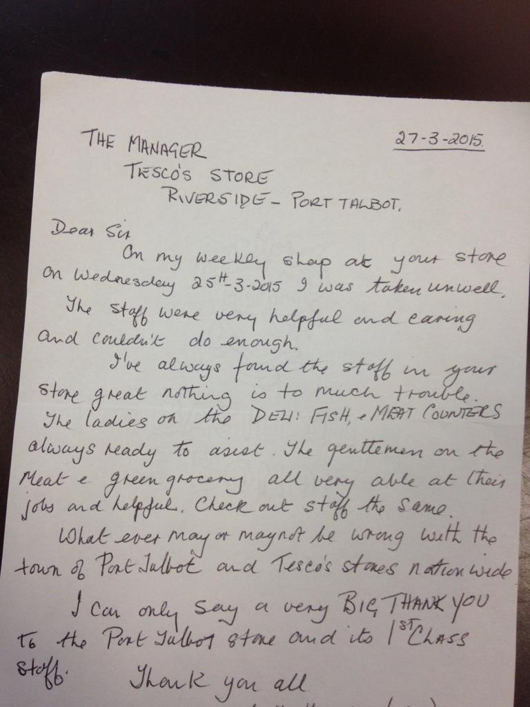 Wows galore @ Port Talbot a lovely thank you letter off a customer.#PROUD <a href="/headcaseymike/">Mike Casey-Head</a> <a href="/WalshMandy/">Mandy Walsh</a> <a href="/CaroleHors/">Carole Horswill</a>