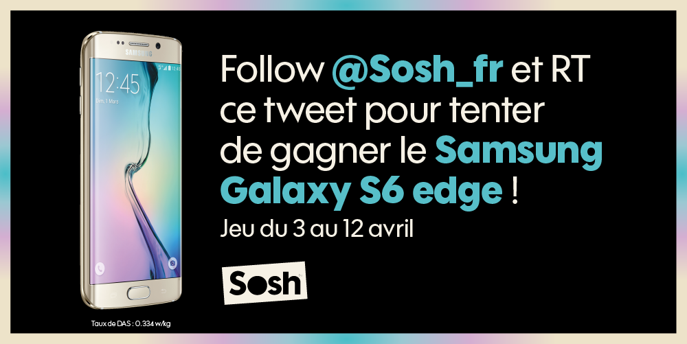 Sosh_fr's tweet photo. Jeu #Sosh ! Follow @Sosh_fr + RT ce tweet pour tenter de gagner le Samsung #GalaxyS6edge Or en exclu chez Sosh ! http://t.co/MYwwFqmbB2