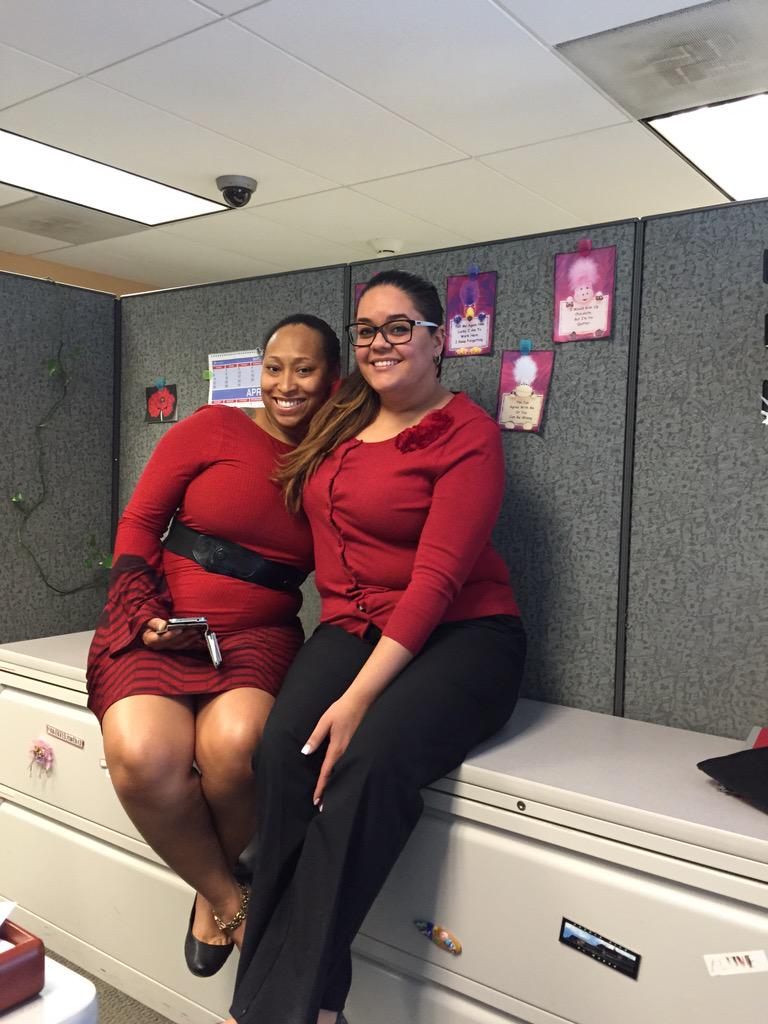 727Local's tweet photo. 727 chief shop steward Jillian and CBU member Danita wearing red to support our negotiating team! http://t.co/I31NAbt6DE