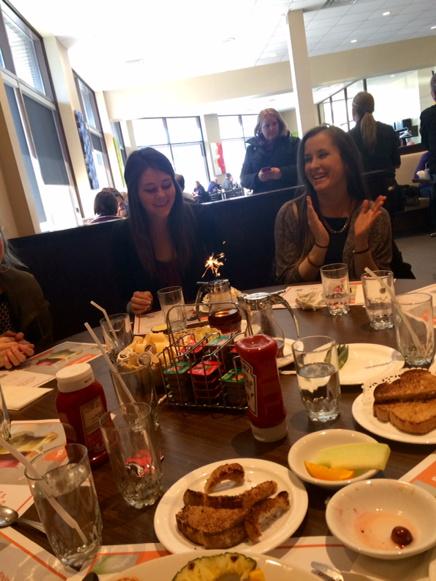 stephbathurst's tweet photo. Can't go to a restaurant without pretending that its someone's birthday. Happy not birthday cass 🎂💗 http://t.co/mEQUVAlAK5