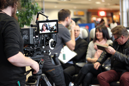 FlyYYC's tweet photo. #TBT to when we got a behind-the-scenes look at the filming of @WestJet's April Fools' Day video #SmartSeats http://t.co/Ou7DSQUmgR