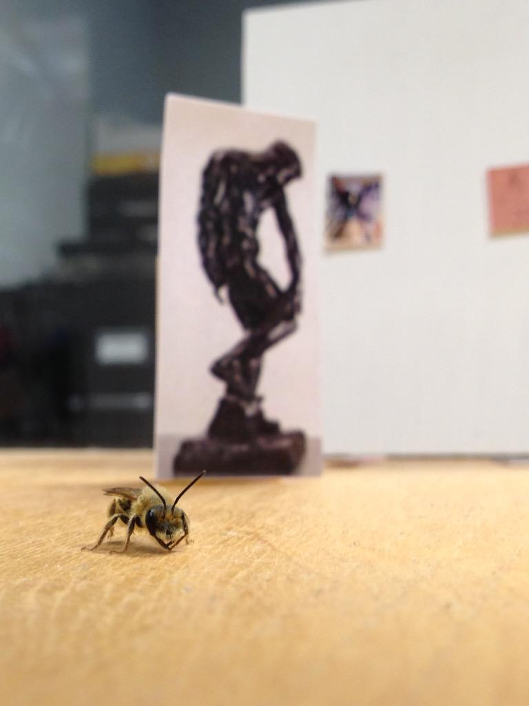 Philbrook's tweet image. BUZZWORTHY: We had an unexpected visitor in our miniature gallery model. #beeprepared @futureofmuseums @AAMers