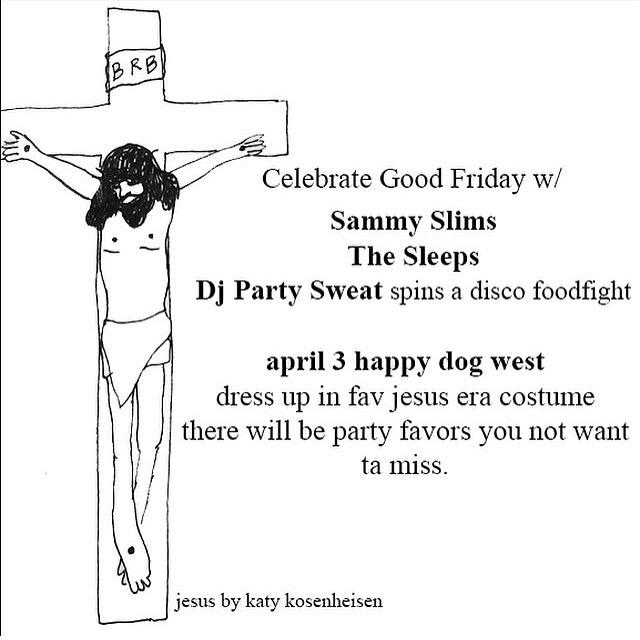 It's gonna be a GREAT Friday! SammySlims, DJ PartySweat and The Sleeps playin ALL the hits at Happy Dog 2MORROW, 9p!