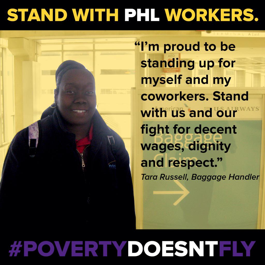 32BJPA's tweet photo. #PHL can do better. Airport workers deserve a living wage &amp; respect! #PovertyDoesntfFly @LowPayIsNotOK http://t.co/e9LjBAA28h
