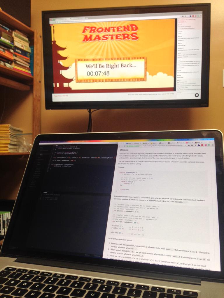 joshuarule's tweet image. Finally getting into the good stuff with @getify #frontendmasters