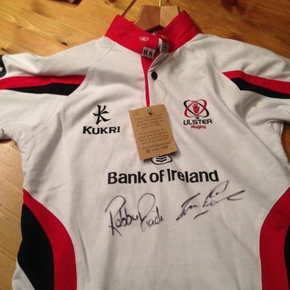 Takebacktheciti's tweet photo. RT Win Ulster Rugby Shirt signed Robbie Diack Ruan Pienaar + 6 Ballybosch wine #tourbelfast http://t.co/wWoBmMKChS http://t.co/6UDxpsjXWg