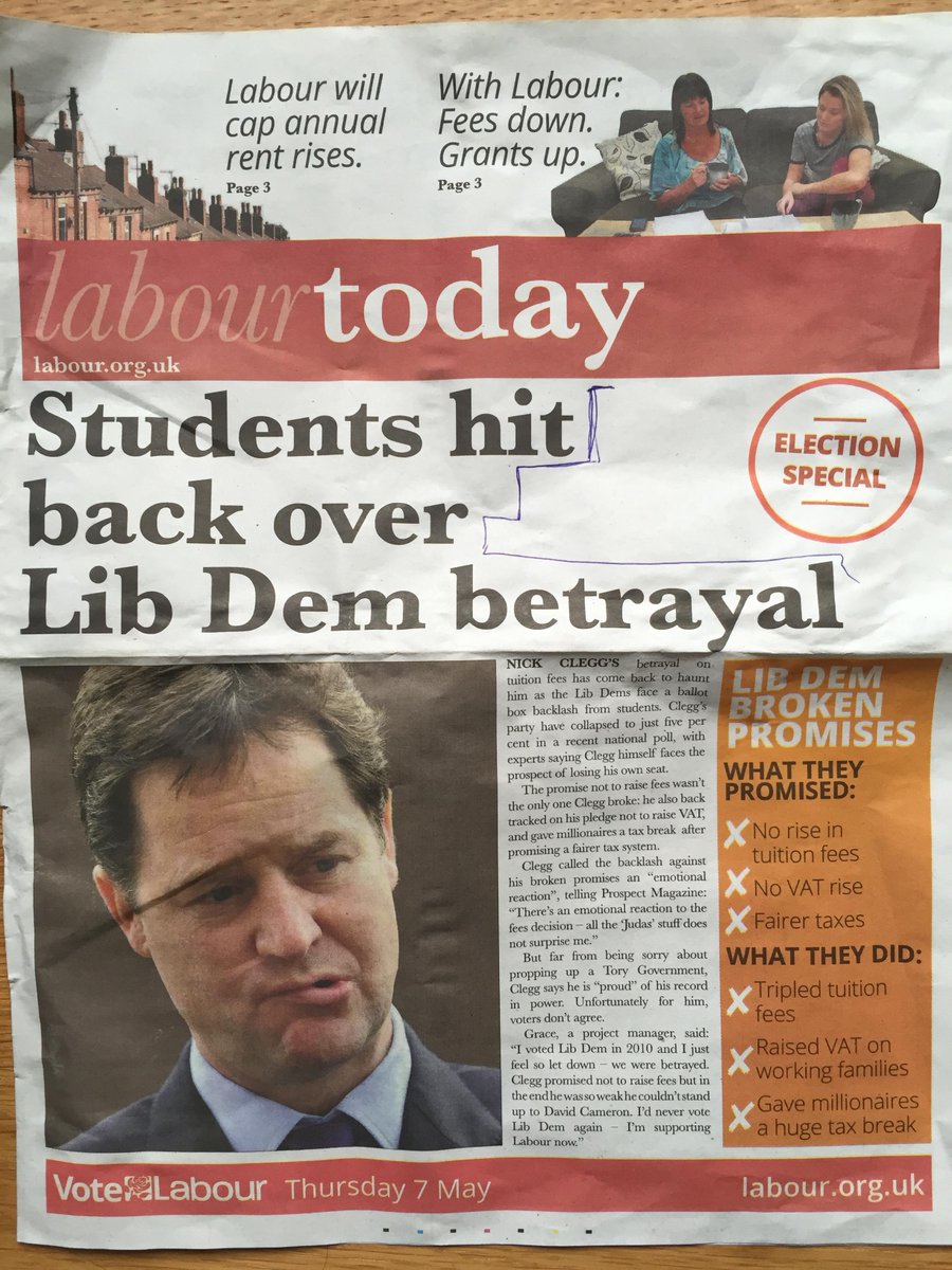 Also received this newsletter from Labour, again going on the tuition fees and Lib Dem 'betrayal' @MSmithsonPB