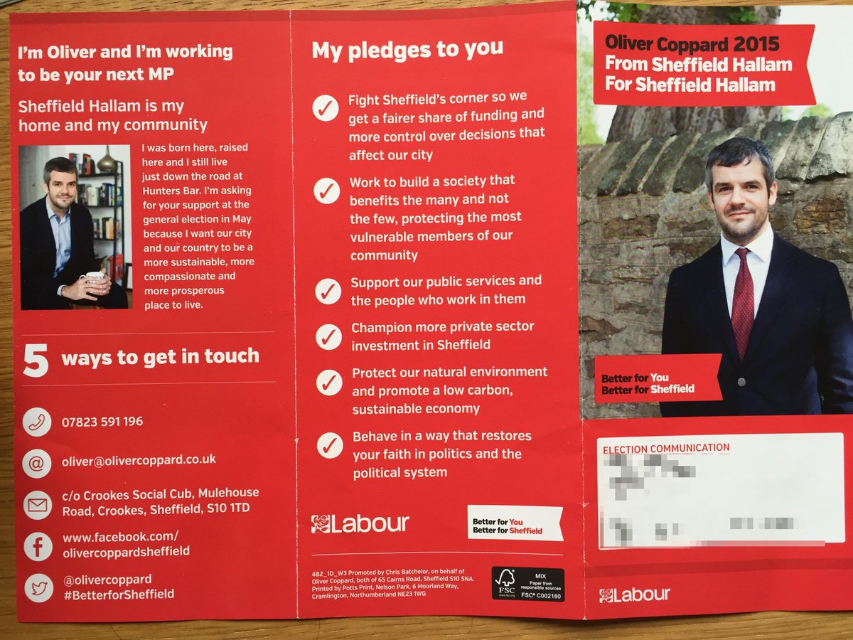 And last but not least also had this leaflet from Labour. Comforting words from @olivercoppard (1/2) @MSmithsonPB