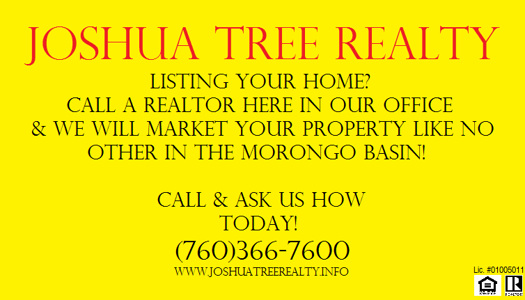 JoshuaTreeHomes's tweet photo. Call Joshua Tree Realty &amp; our team of agents will help you every step of the way!(760)366-7600 http://t.co/bsZzoIQbFv http://t.co/OpSdmbu6Ec